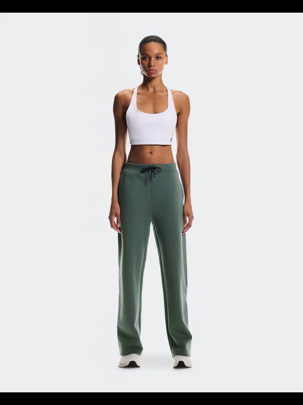 Wide-Leg Drawstring Track Pants - Olive Green